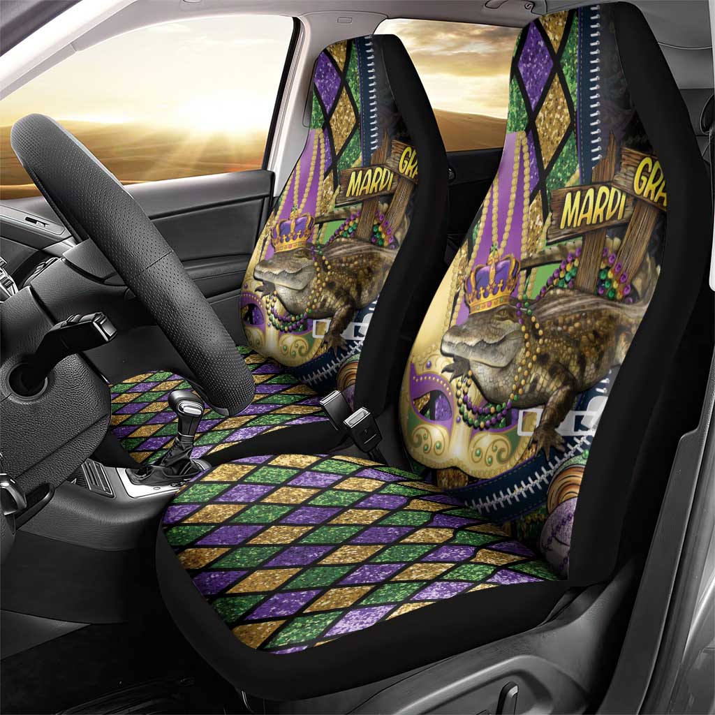 Mardi Gras Alligator Car Seat Cover Colorful Zipper Stylized