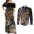 Personalized Mardi Gras Alligator Couples Matching Off Shoulder Maxi Dress and Long Sleeve Button Shirt Colorful Zipper Stylized