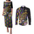 Personalized Mardi Gras Alligator Couples Matching Puletasi and Long Sleeve Button Shirt Colorful Zipper Stylized