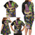 Personalized Mardi Gras Alligator Family Matching Long Sleeve Bodycon Dress and Hawaiian Shirt Colorful Zipper Stylized