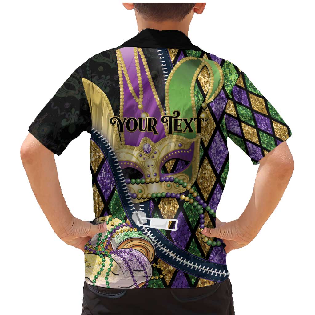 Personalized Mardi Gras Alligator Family Matching Mermaid Dress and Hawaiian Shirt Colorful Zipper Stylized