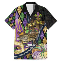 Personalized Mardi Gras Alligator Family Matching Mermaid Dress and Hawaiian Shirt Colorful Zipper Stylized