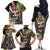 Personalized Mardi Gras Alligator Family Matching Off The Shoulder Long Sleeve Dress and Hawaiian Shirt Colorful Zipper Stylized