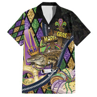 Personalized Mardi Gras Alligator Family Matching Off Shoulder Maxi Dress and Hawaiian Shirt Colorful Zipper Stylized