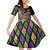 Personalized Mardi Gras Alligator Family Matching Off Shoulder Short Dress and Hawaiian Shirt Colorful Zipper Stylized