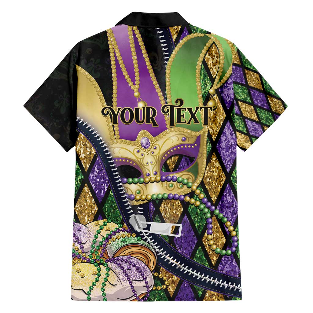 Personalized Mardi Gras Alligator Family Matching Puletasi and Hawaiian Shirt Colorful Zipper Stylized