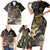 Personalized Mardi Gras Alligator Family Matching Short Sleeve Bodycon Dress and Hawaiian Shirt Colorful Zipper Stylized