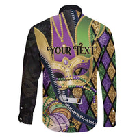 Personalized Mardi Gras Alligator Family Matching Short Sleeve Bodycon Dress and Hawaiian Shirt Colorful Zipper Stylized