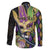 Personalized Mardi Gras Alligator Family Matching Short Sleeve Bodycon Dress and Hawaiian Shirt Colorful Zipper Stylized