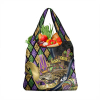 Mardi Gras Alligator Grocery Bag Colorful Zipper Stylized