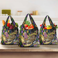 Mardi Gras Alligator Grocery Bag Colorful Zipper Stylized