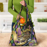 Mardi Gras Alligator Grocery Bag Colorful Zipper Stylized