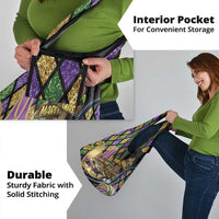 Mardi Gras Alligator Grocery Bag Colorful Zipper Stylized