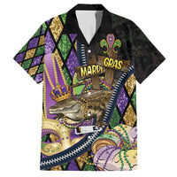 Personalized Mardi Gras Alligator Hawaiian Shirt Colorful Zipper Stylized