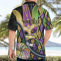 Personalized Mardi Gras Alligator Hawaiian Shirt Colorful Zipper Stylized