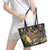 Mardi Gras Alligator Leather Tote Bag Colorful Zipper Stylized