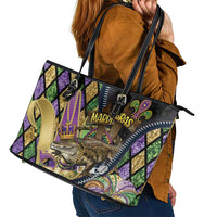 Mardi Gras Alligator Leather Tote Bag Colorful Zipper Stylized