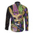 Personalized Mardi Gras Alligator Long Sleeve Button Shirt Colorful Zipper Stylized