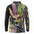Personalized Mardi Gras Alligator Long Sleeve Polo Shirt Colorful Zipper Stylized
