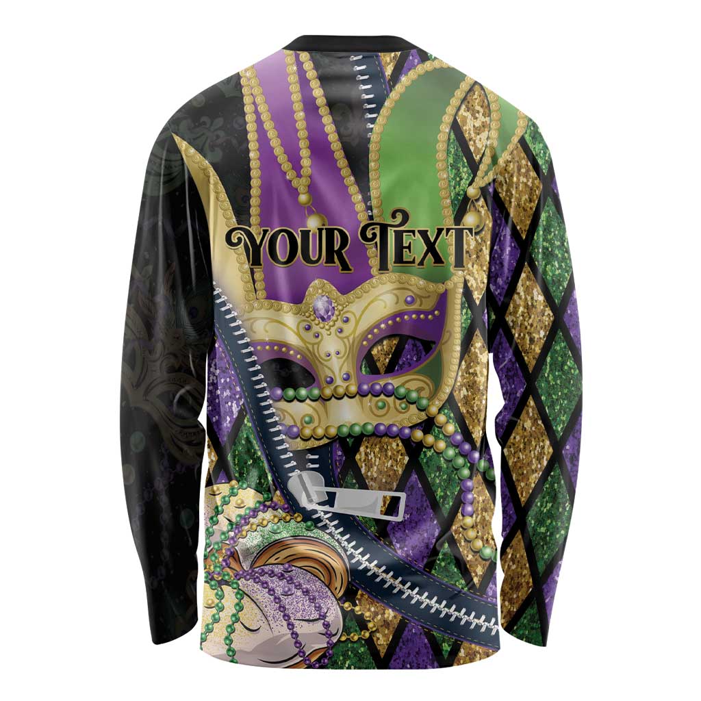 Personalized Mardi Gras Alligator Long Sleeve Shirt Colorful Zipper Stylized