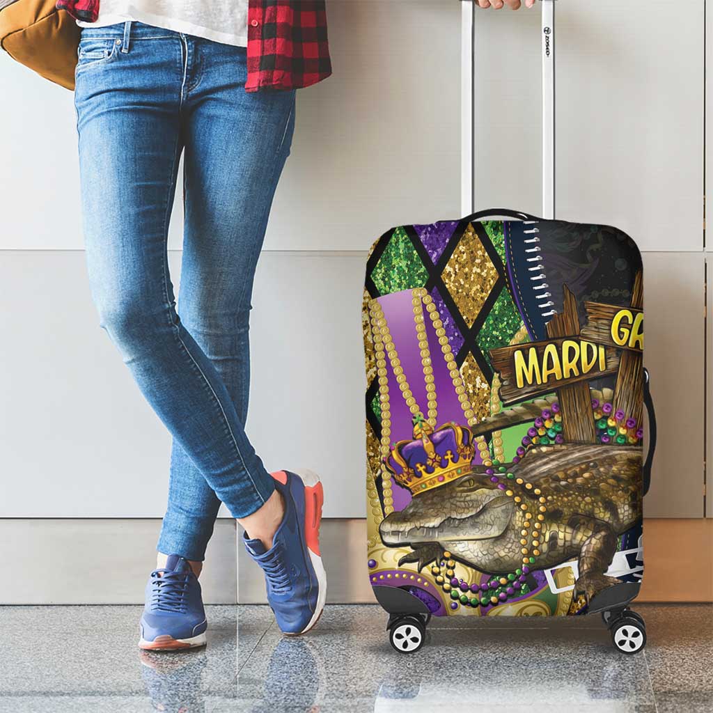 Mardi Gras Alligator Luggage Cover Colorful Zipper Stylized