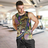 Personalized Mardi Gras Alligator Men Tank Top Colorful Zipper Stylized
