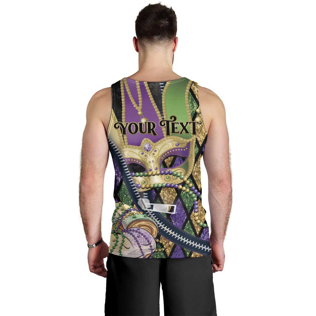 Personalized Mardi Gras Alligator Men Tank Top Colorful Zipper Stylized