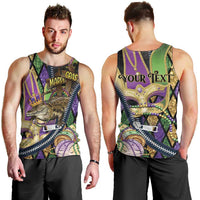 Personalized Mardi Gras Alligator Men Tank Top Colorful Zipper Stylized