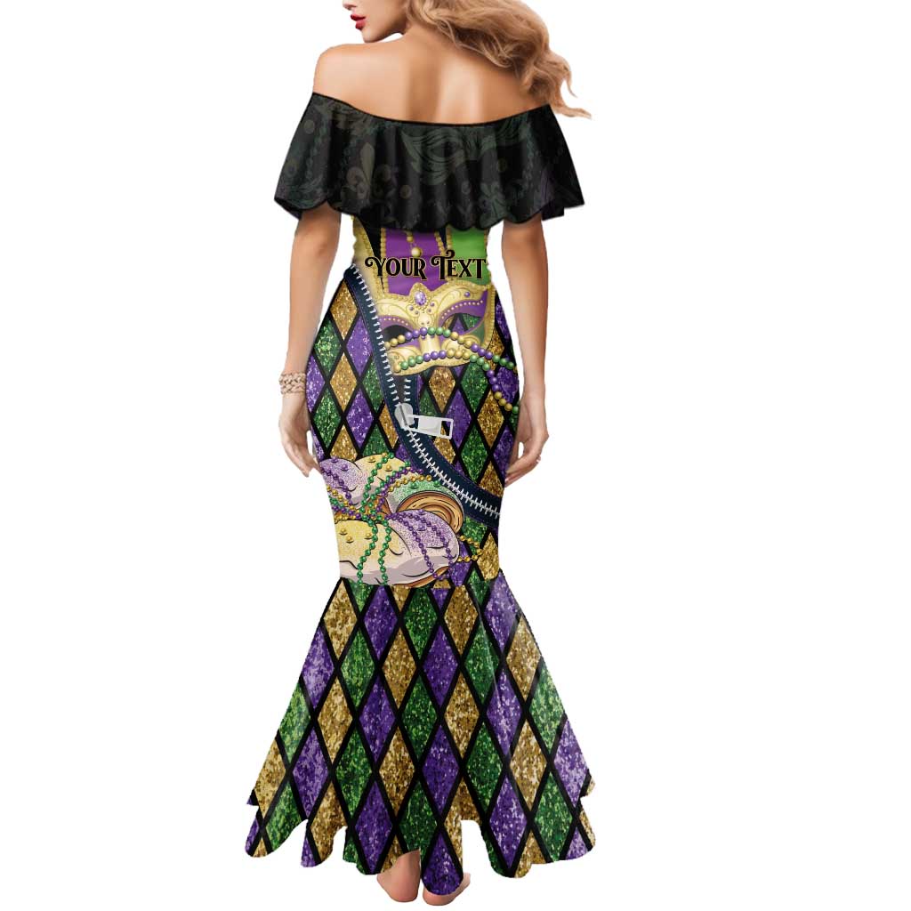 Personalized Mardi Gras Alligator Mermaid Dress Colorful Zipper Stylized
