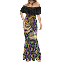 Personalized Mardi Gras Alligator Mermaid Dress Colorful Zipper Stylized