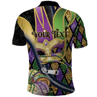 Personalized Mardi Gras Alligator Polo Shirt Colorful Zipper Stylized