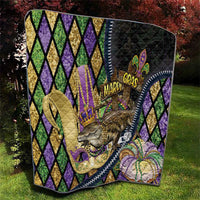 Mardi Gras Alligator Quilt Colorful Zipper Stylized
