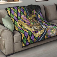 Mardi Gras Alligator Quilt Colorful Zipper Stylized