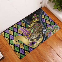 Mardi Gras Alligator Rubber Doormat Colorful Zipper Stylized