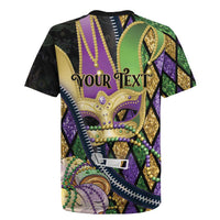 Personalized Mardi Gras Alligator Rugby Jersey Colorful Zipper Stylized