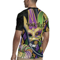 Personalized Mardi Gras Alligator Rugby Jersey Colorful Zipper Stylized