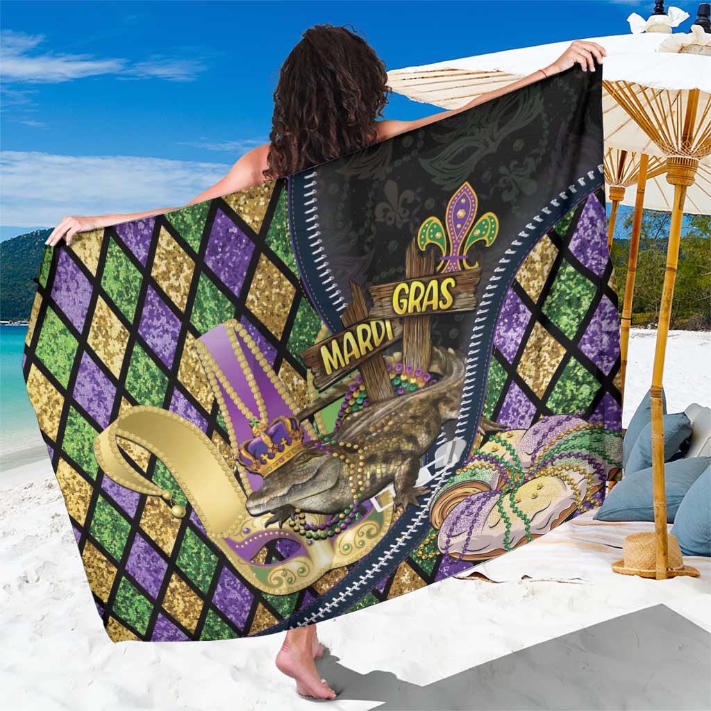 Mardi Gras Alligator Sarong Colorful Zipper Stylized