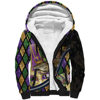 Personalized Mardi Gras Alligator Sherpa Hoodie Colorful Zipper Stylized