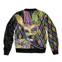 Personalized Mardi Gras Alligator Sleeve Zip Bomber Jacket Colorful Zipper Stylized