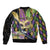 Personalized Mardi Gras Alligator Sleeve Zip Bomber Jacket Colorful Zipper Stylized