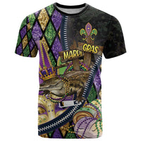 Personalized Mardi Gras Alligator T Shirt Colorful Zipper Stylized