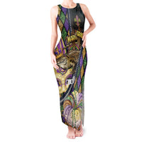 Personalized Mardi Gras Alligator Tank Maxi Dress Colorful Zipper Stylized