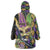 Personalized Mardi Gras Alligator Wearable Blanket Hoodie Colorful Zipper Stylized