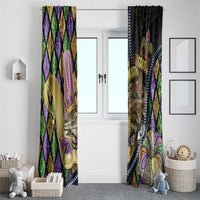 Mardi Gras Alligator Window Curtain Colorful Zipper Stylized