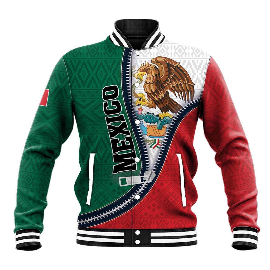 Personalized Mexico Flag Day Baseball Jacket Mexican Coat Of Arms Zipper Stylized