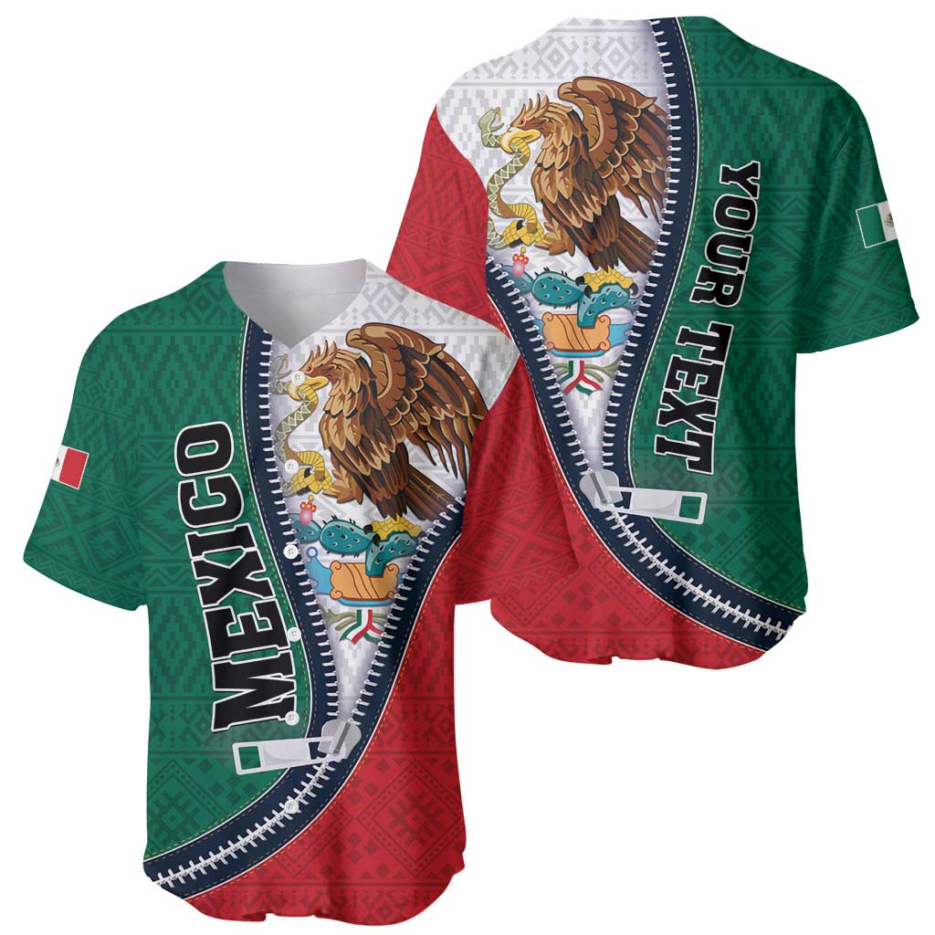 Personalized Mexico Flag Day Baseball Jersey Mexican Coat Of Arms Zipper Stylized