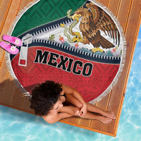 Mexico Flag Day Beach Blanket Mexican Coat Of Arms Zipper Stylized