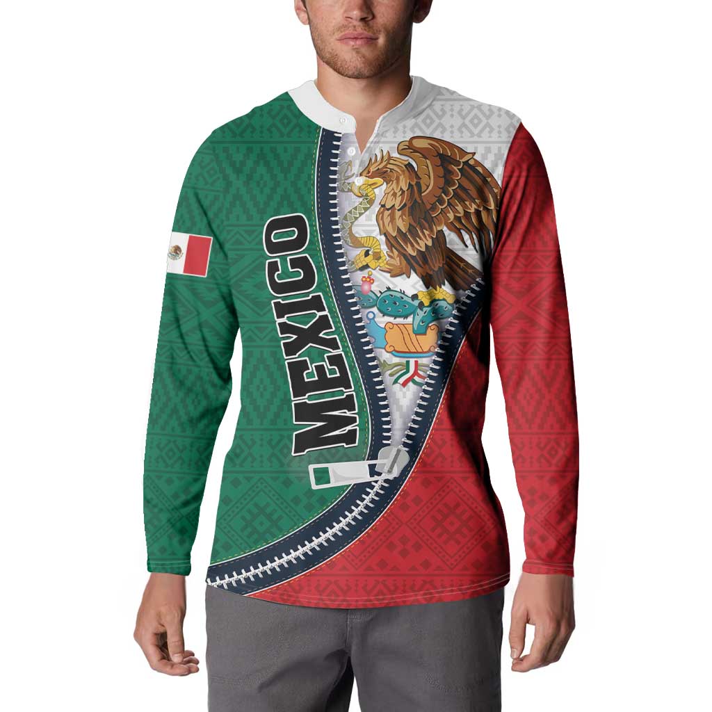 Personalized Mexico Flag Day Button Sweatshirt Mexican Coat Of Arms Zipper Stylized