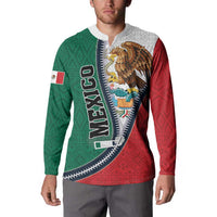 Personalized Mexico Flag Day Button Sweatshirt Mexican Coat Of Arms Zipper Stylized