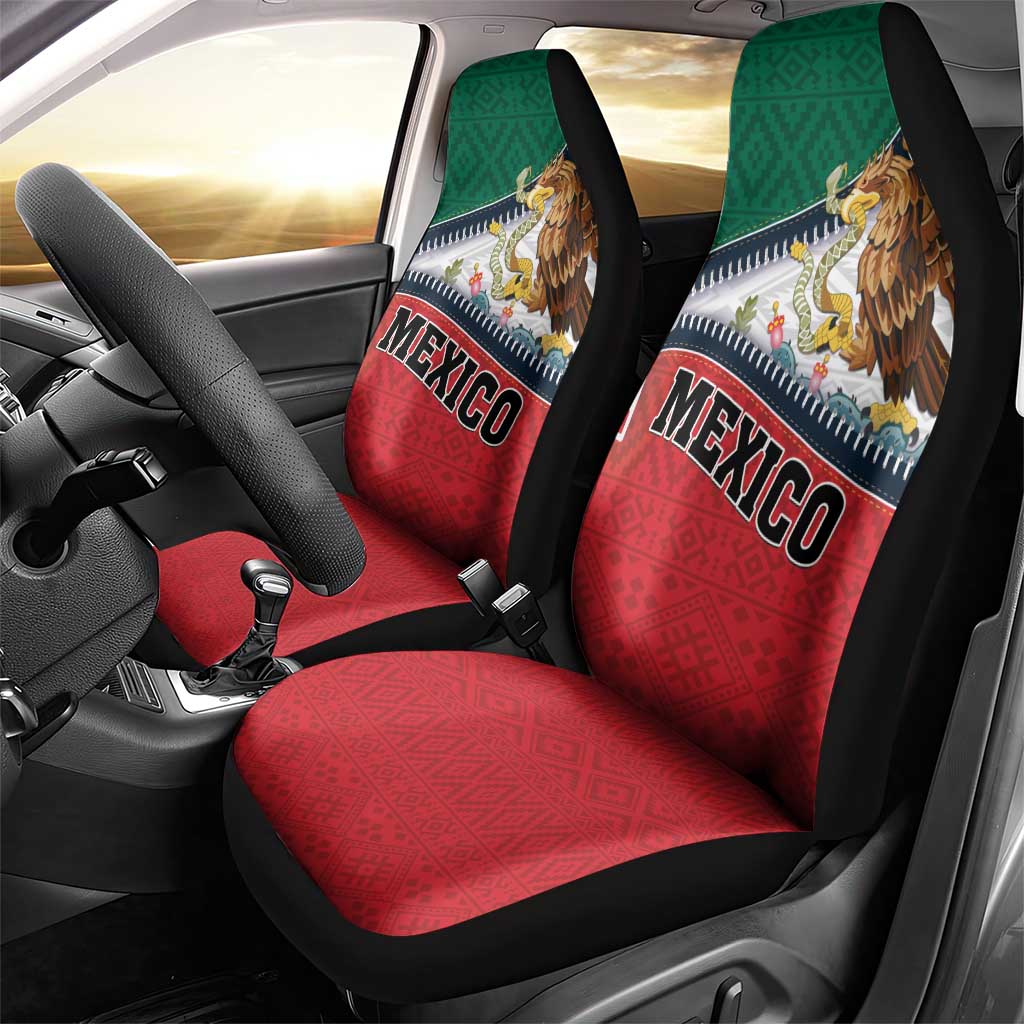 Mexico Flag Day Car Seat Cover Mexican Coat Of Arms Zipper Stylized